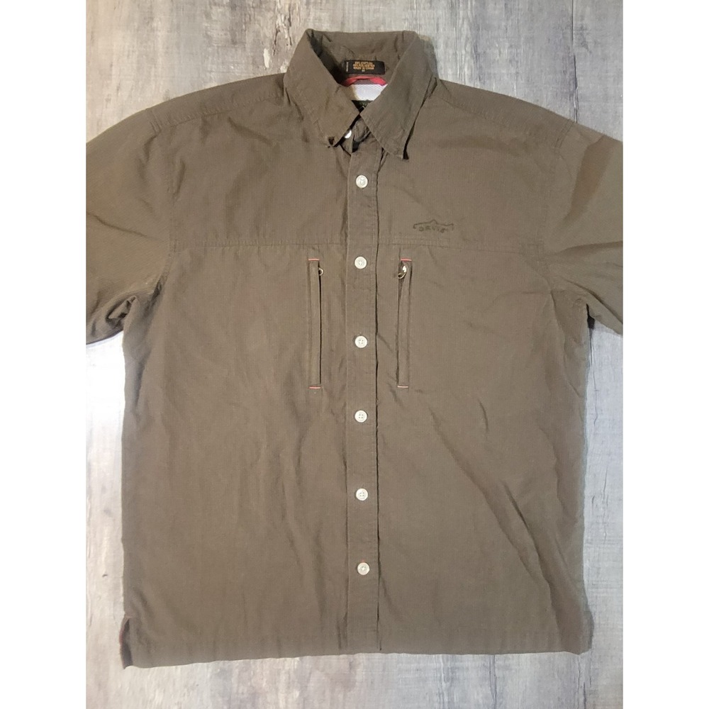 Orvis Trout Bum Men's Medium Fishing Button Down Performance Vented Brown Shirt